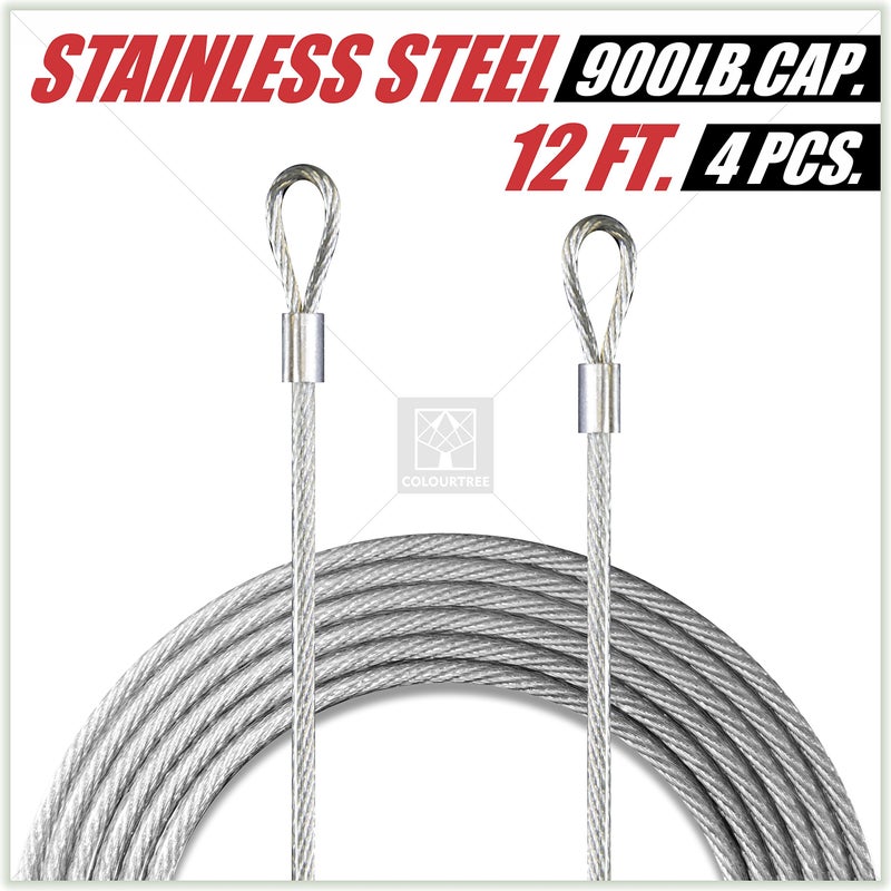 ColourTree 48 Feet (12ft x 4) PVC Coated Stainless Steel Metal Wire Cable Ropes Hardware Kits for Square and Rectangle Sun Shade Sail Canopy â€Š- Commercial Standard Heavy Duty - Image 3